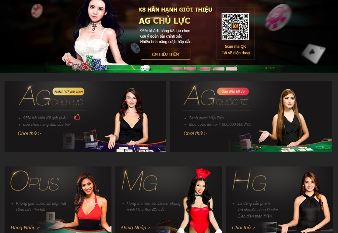 Các sảnh casino trực tuyến K8