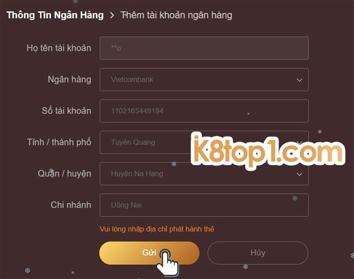 Những điều kiện cần biết khi rút tiền K8